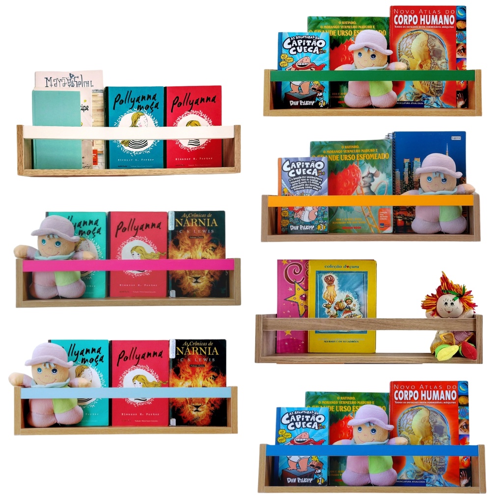 Nicho Organizador De Livros Brinquedos Quarto Infantil Prateleira Livreiro Mdf Madeira 55cm