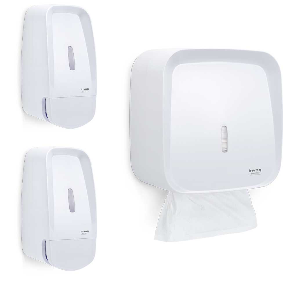 Kit 2 Dispenser Porta Sabonete sabão líquido álcool gel + 1 Toalheiro papel toalha Academia Condomínio prédio Lanchonete Loja escola Branco