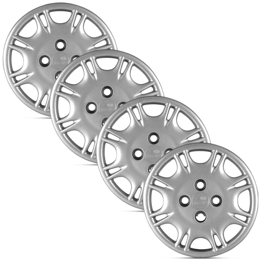 Jogo 4 Calota Modelo Original Fiat Uno Prata Aro 13 Grid - Spare Parts and Accessories for Vehicles