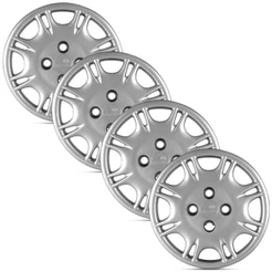 Jogo 4 Calota Modelo Original Fiat Uno Prata Aro 13 Grid