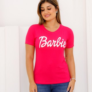 Blusa Tshirt Feminina da Barbie Filme Tendência Rosa Moda Blogueira