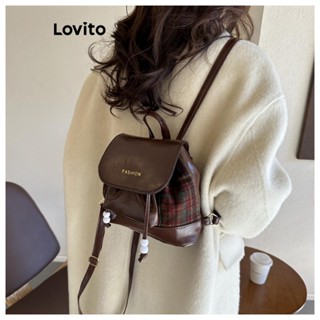 Lovito Mochila Casual Xadrez Colorblock Para Mulheres LFA09498