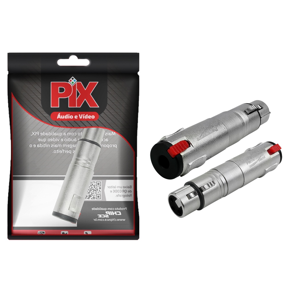 Adaptador Canon Xlr Fêmea X Jack P10 Fêmea Emenda Conector