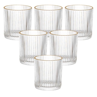 Jogo De Copos De Vidro Transparente Graffiato Fio De Ouro 320ml 6 Peças - Hauskraft em Oferta na Shopee