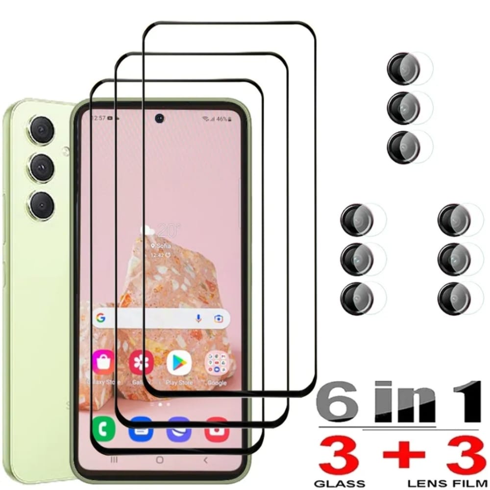 Película de vidro para Samsung A55 A35 A25 A15 Película de vidro câmera  A14 A24 A34 A54 M54 M34 M14