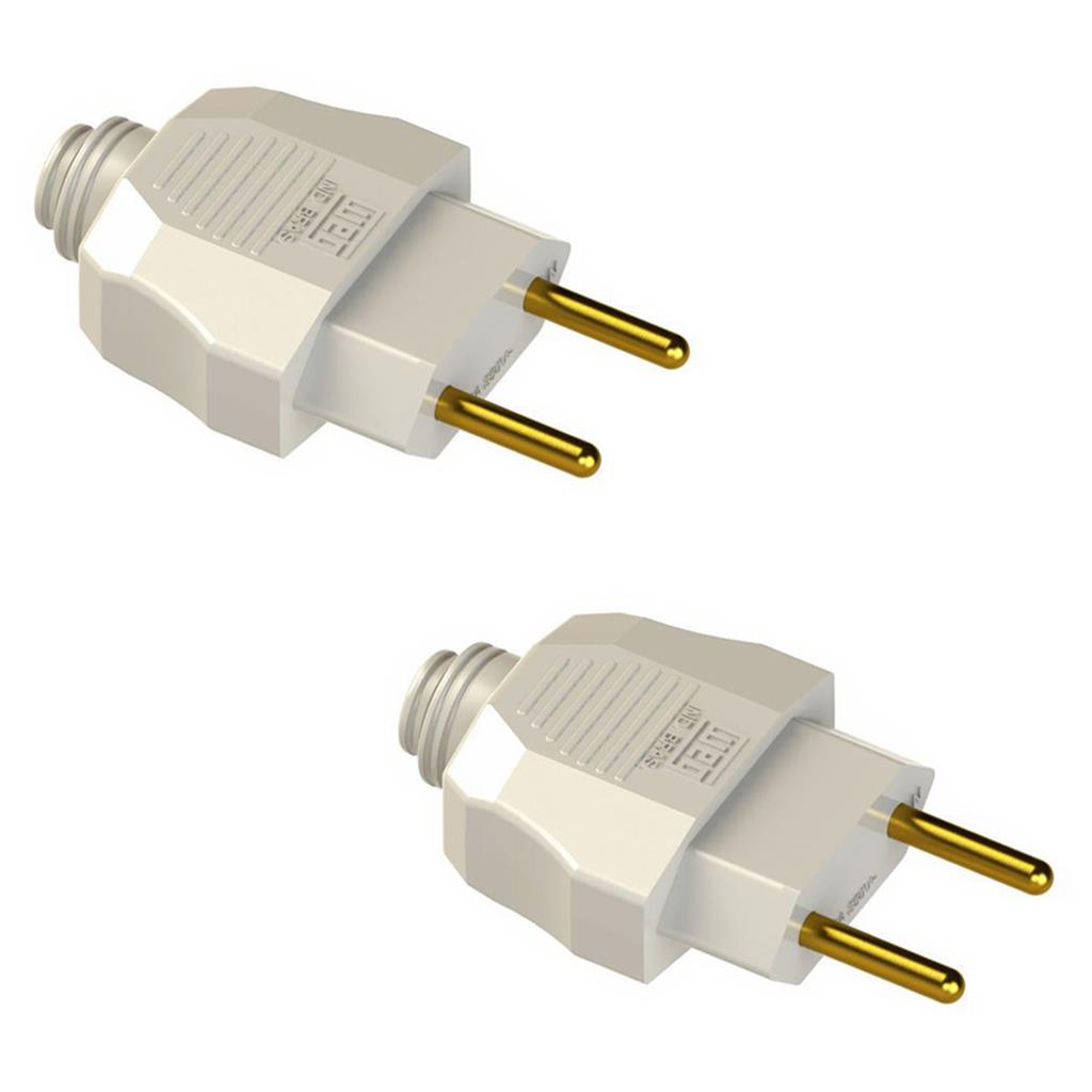 Kit 2 Plugues Machos 2P 10a 250v Branco Axial Prensa Cabo - Home Appliances