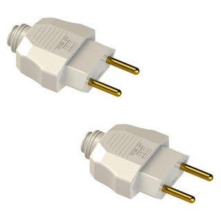 Kit 2 Plugues Machos 2P 10a 250v Branco Axial Prensa Cabo