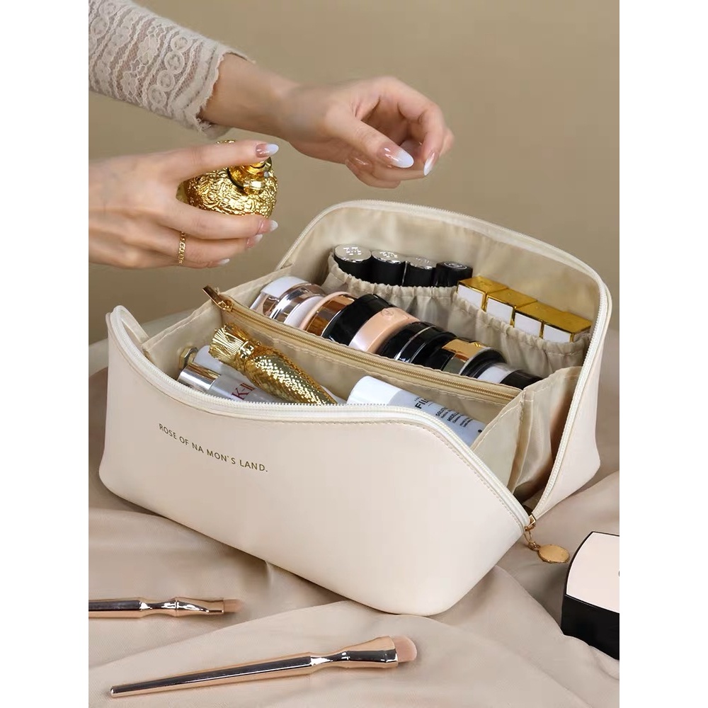 Bolsa Necessaire Feminina para Maquiagem e Cosméticos Couro PU Maleta De Grande Capacidade Portátil Viagem Lançamento em Oferta na Shopee