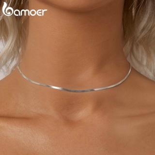 Colar Bamoer 925 Sterling Sliver Necklace Básico De Jóias Em Cadeia De Cobra Para Mulheres em Oferta na Shopee