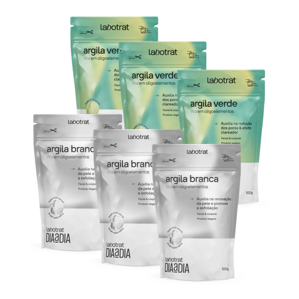 Kit 3 Argila Branca E 3 Argila Verde Corpo E Rosto Labotrat em Oferta na Shopee
