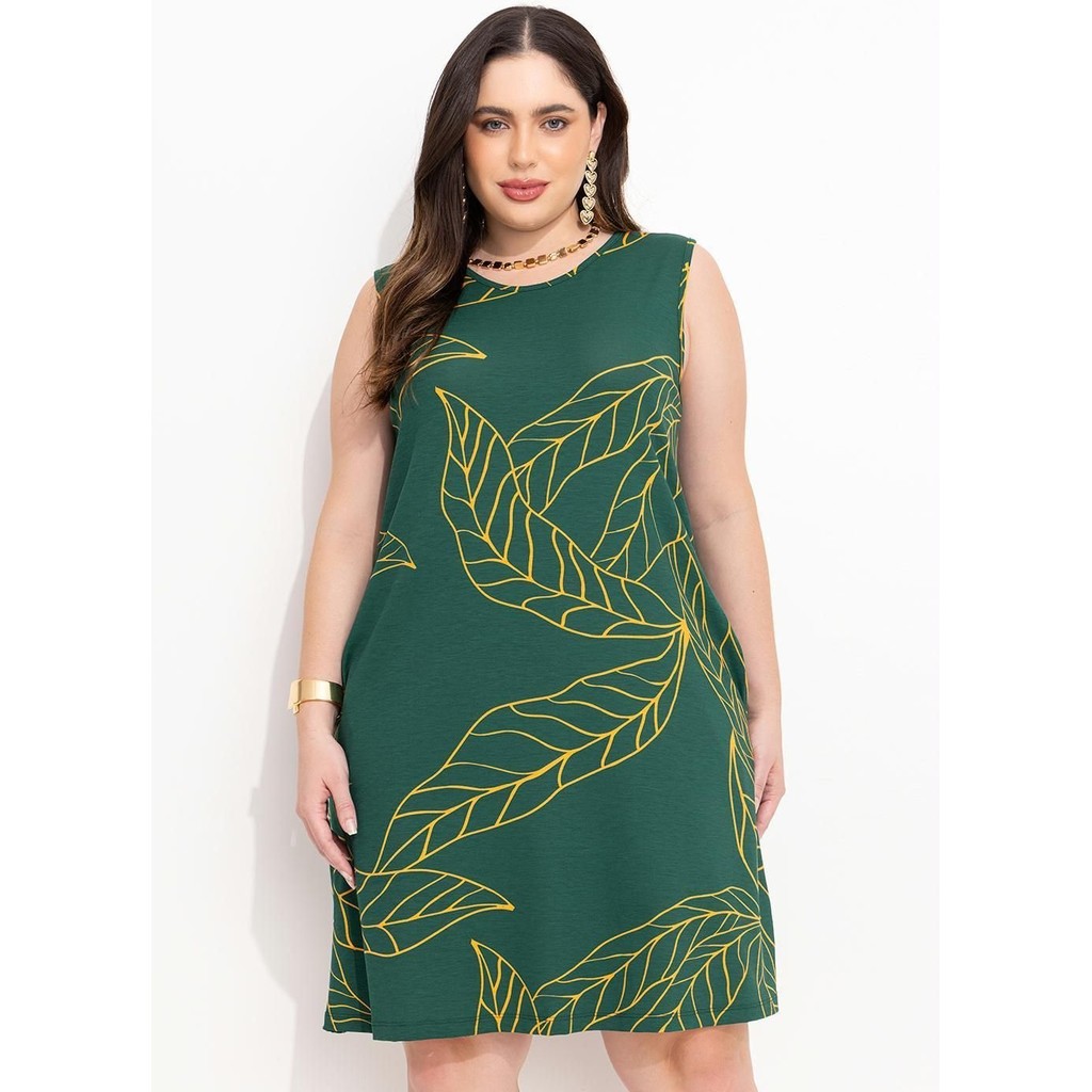 Vestido Com Bolsos Verde Quintess em Oferta na Shopee