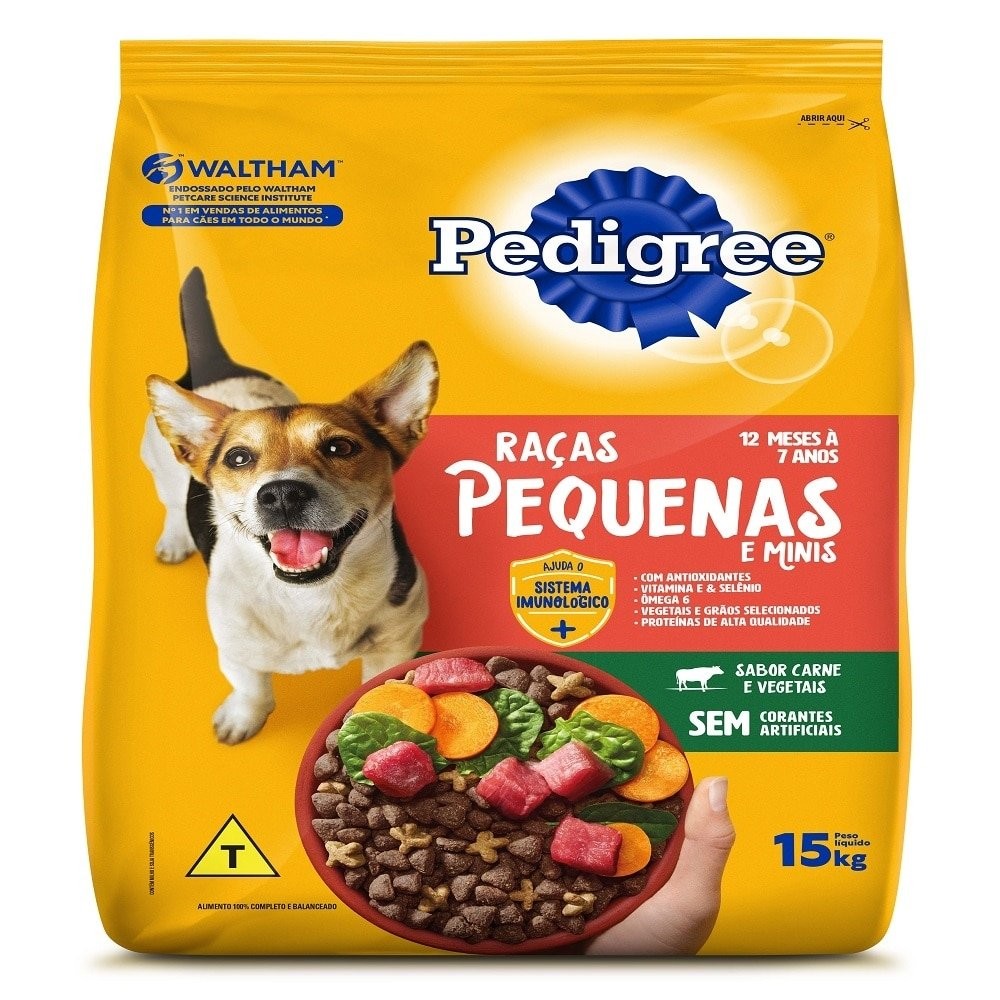Ração Pedigree Raças Pequenas Carne/Vegetais 15kg em Oferta na Shopee