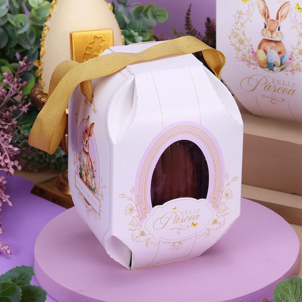10 CAIXA PARA OVO EM PÉ 250G COM ALÇA REQUINTE 4756 (PASCOA JANGO OUTLET)