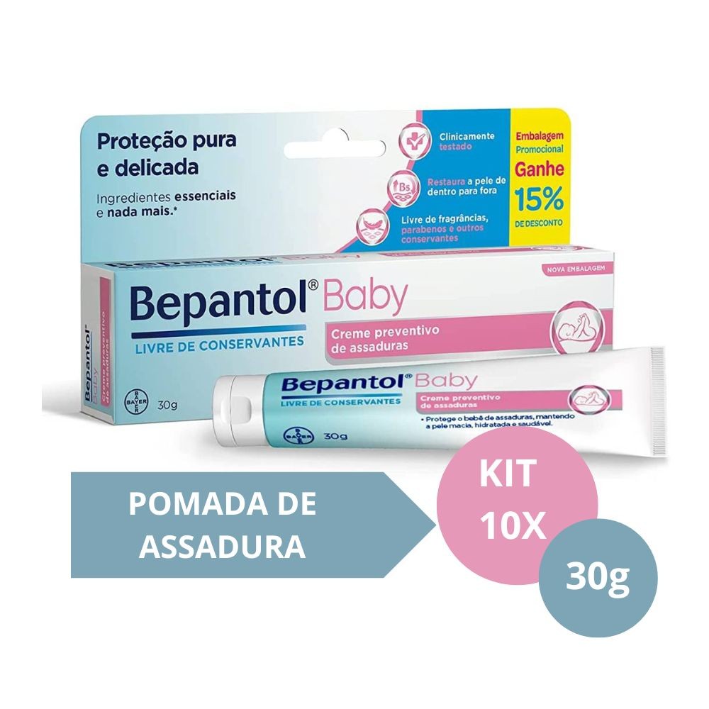 Kit com 10 Cremes Pomada de Assadura 30gr Cada - Bepantol em Oferta na Shopee