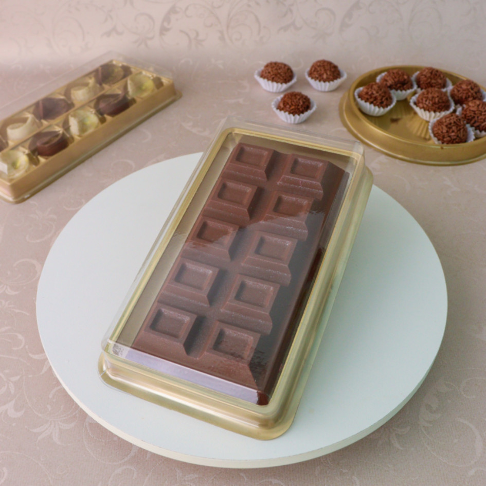 10 Caixas Para Tablete Barra De Chocolate 300g Doce Cristal/Dourado Páscoa Com Tampa BWB