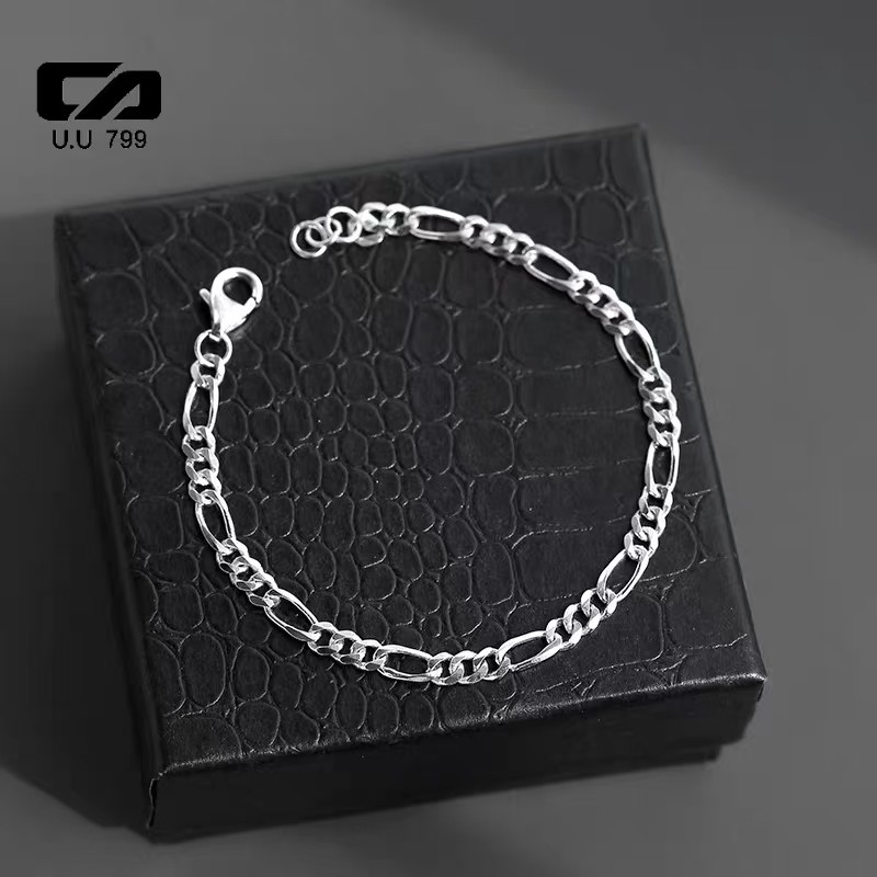 Pulseira Masculina e Feminina Figaro - Aço Inox, Estilo Rapper e Casual
