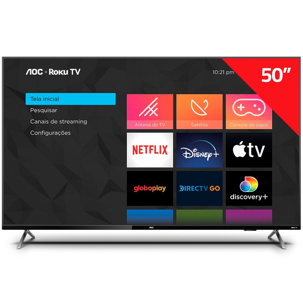 Smart TV 50 Polegadas DLED 4K HDR 50U6125 4 HDMI AOC novo
