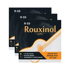 Kit 3 Encordoamento Violão Aço Bronze R59 Rouxinol .011" PRR59L