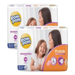 Kit 2 Fraldas Pom Pom Protek Jumbo G com 14un cada