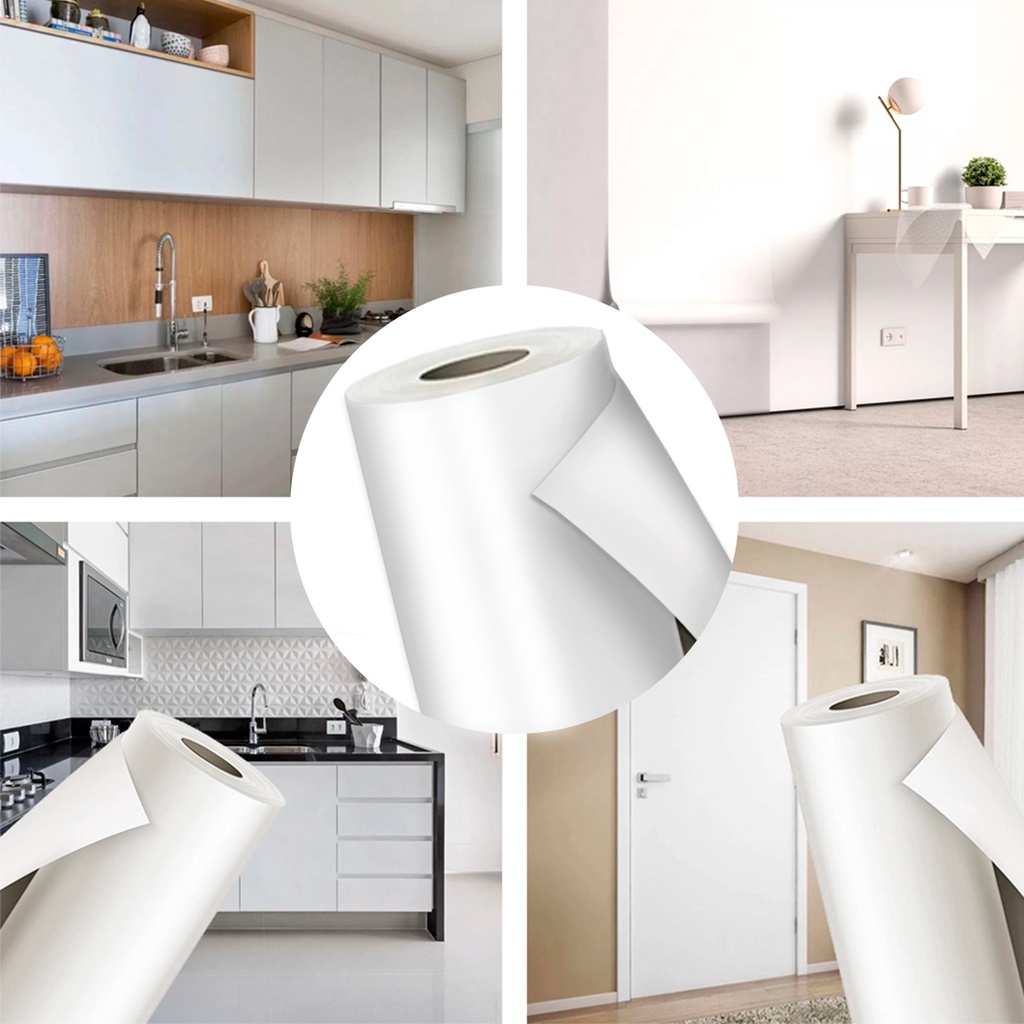 Papel Adesivo Branco 6 Metros Envelopamento Móveis Armário Guarda Roupa Lavável Vinil Fácil Aplicar