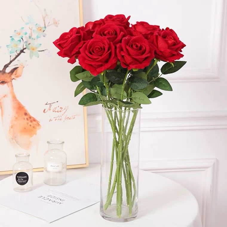 Rosas Artificiais Vermelhas Decoração Enfeite Casa 1 flor