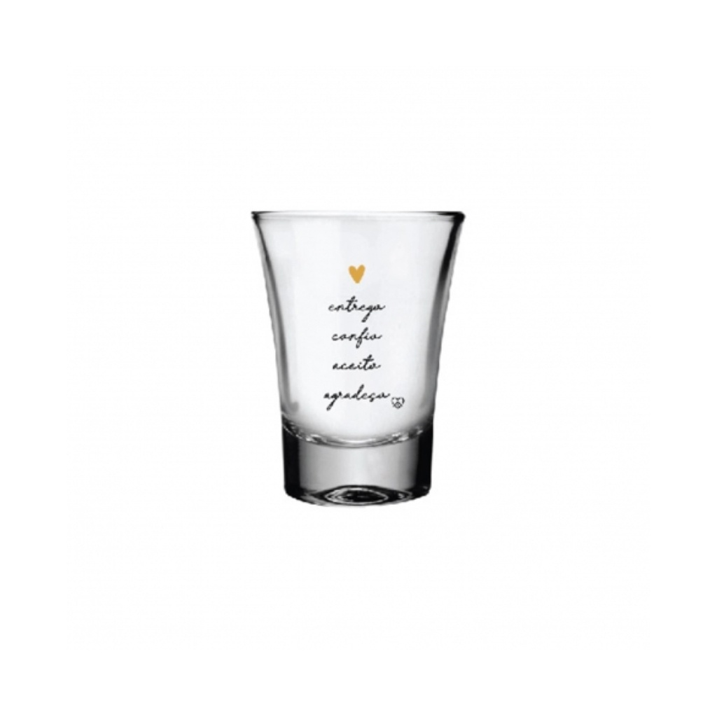 Copo Shot Love Gold 60ml Entrego Confio Aceito Acredito Vidro Allmix Dia dos Namorados Decorado Estampado