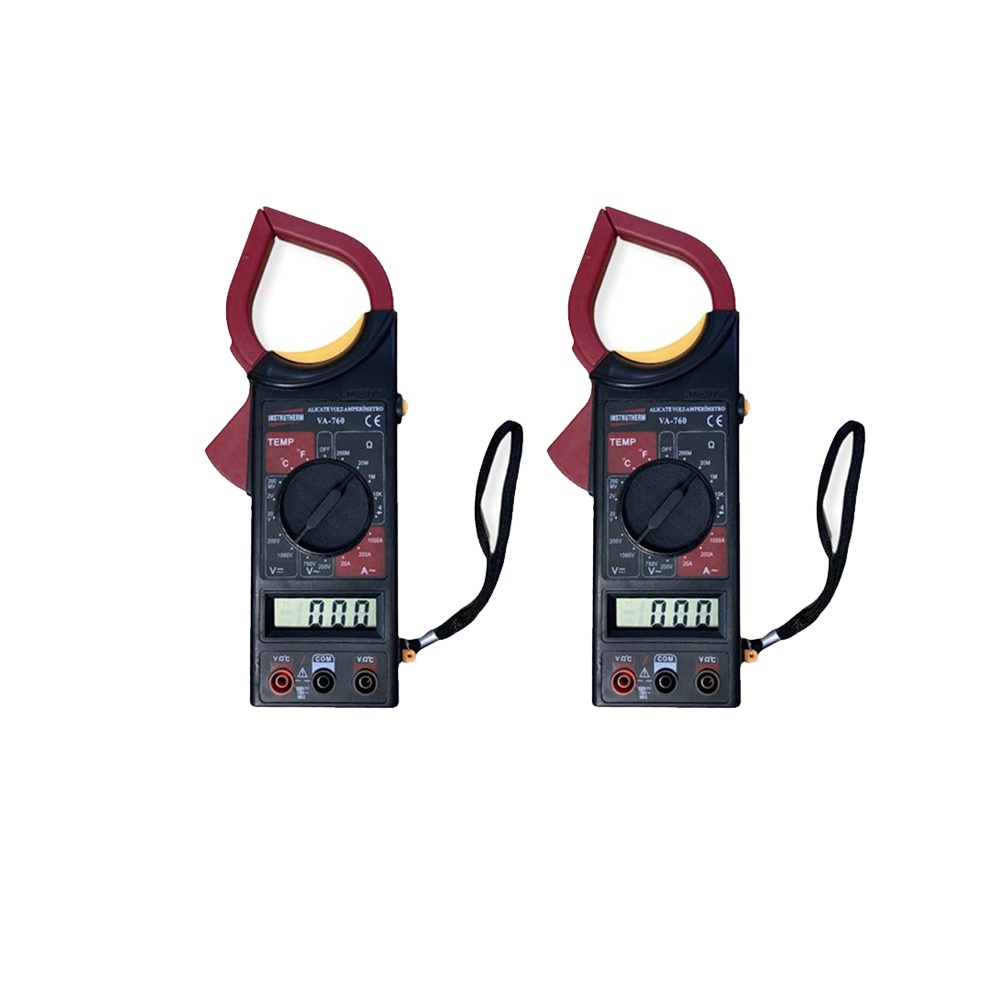 Kit 2 Alicate Volt Amperímetro Digital Tensão Continuidade Corrente Resistência Temperatura Va-760