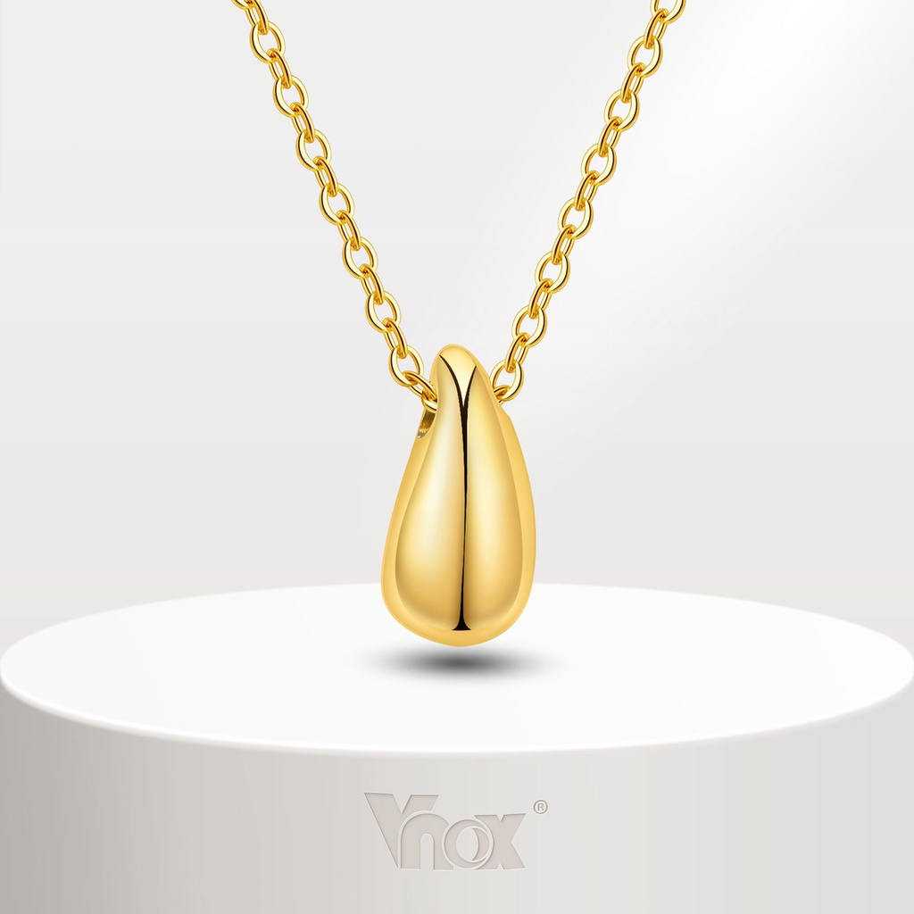 Colar Pingente De Gota D'água Vnox Para Menina Feminina , Ouro 18K Jóias De Moda Em Aço Inoxidável