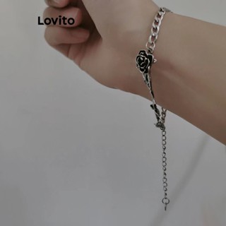 Lovito Pulseira Básica Floral Casual para Mulheres LFA03087 (Prata)