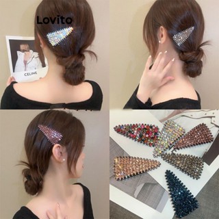 Lovito Presilhas de Cabelo Super Flash com Strass Simples para Mulheres LFA03293 (Cinza/Prateado/Champagne)