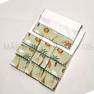 Kit 6 unidades Toalha de Ombro Babete Pano de Boca Paninho com Tecido Estampado 100% Algodão Atoalhado Felpudo Safari