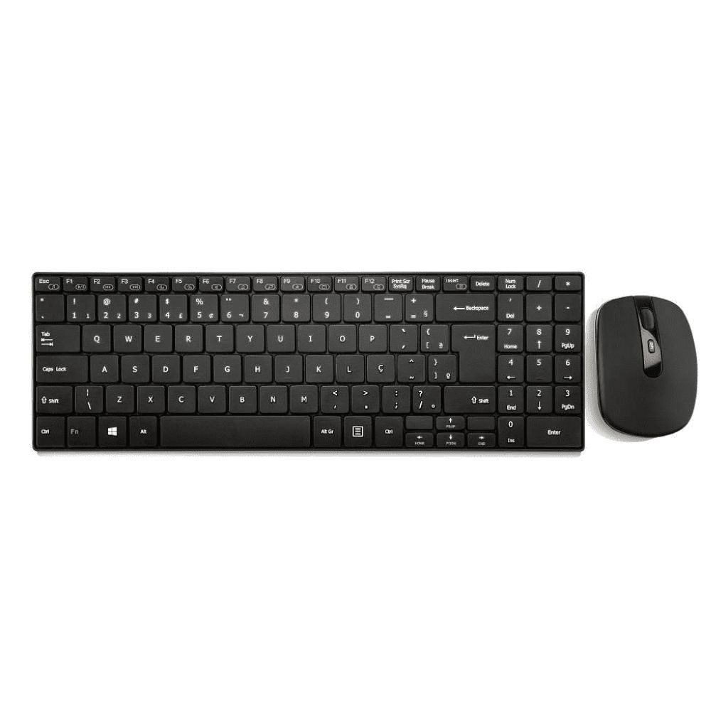 Teclado e Mouse sem fio ABNT2 Multimidia 2.4 Ghz Preto - Multilaser TC202 em Oferta na Shopee