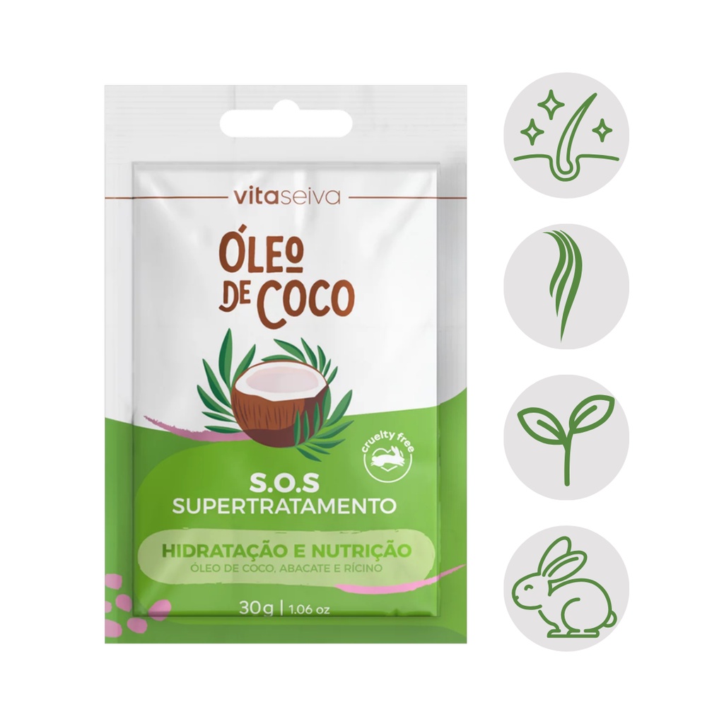 Sache Creme Hidtratação Profunda Coco 30G Vita Seiva em Oferta na Shopee