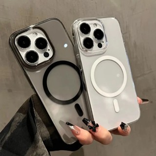 Nova Capa Plástica Ultra Fina E Transparente Para PC iPhone 15 14 13 12 Pro Max Luxury Magsafe Wireless Charge Cover