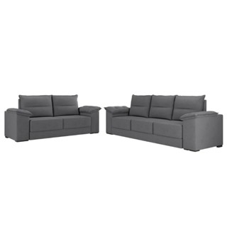 Conjunto de Sofá 2 e 3 Lugares Texas Suede Cinza
