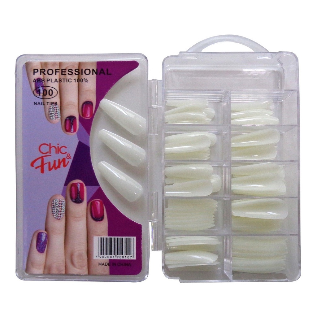 100pç Unha Postiça Bailarina Estilo Longo Unhas Posticas