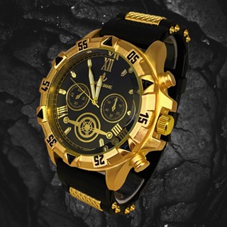 Relógio Dourado Masculino Original Aprova Agua