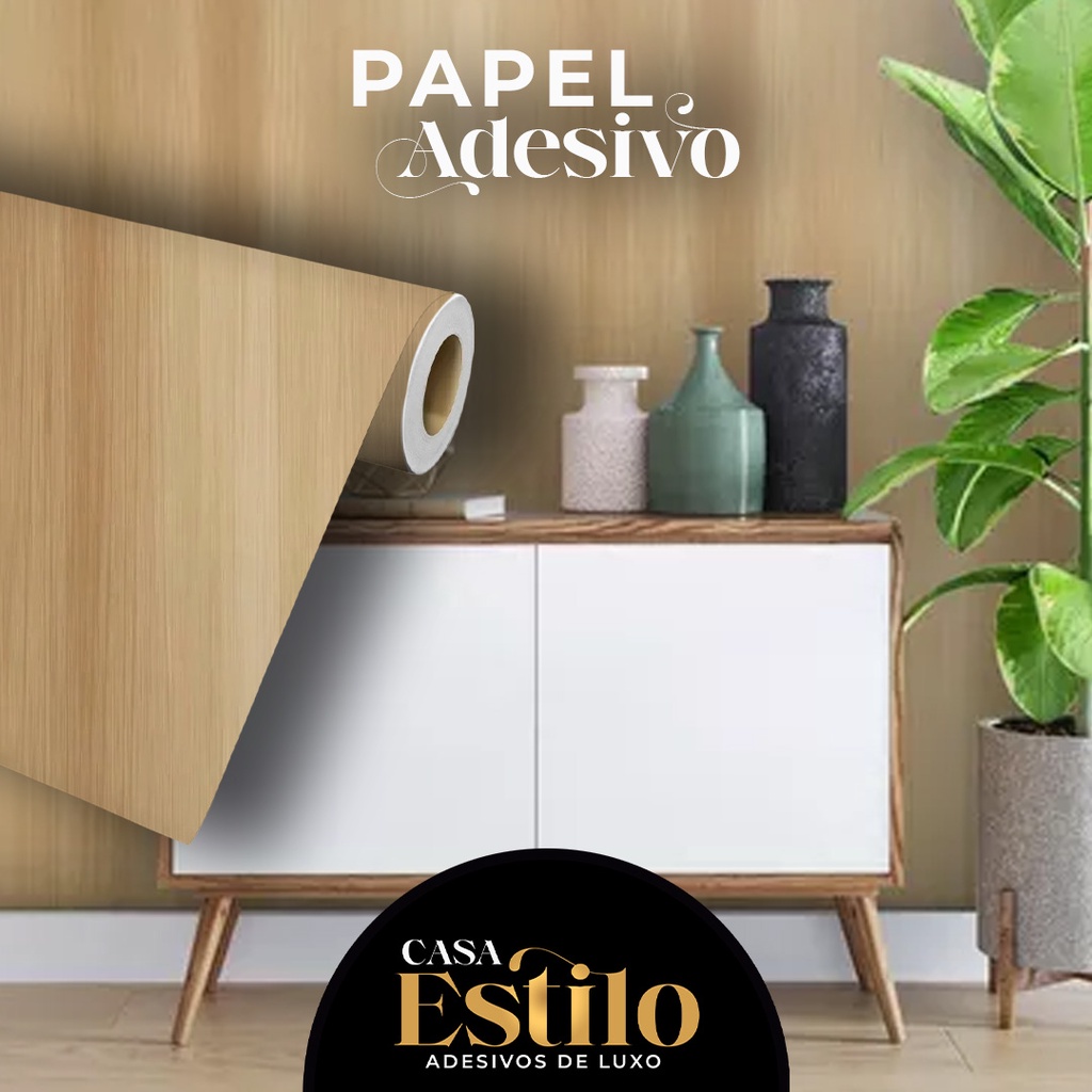 Papel Adesivo Madeira Bege Premium Auto Colante 5mx45cm Sala Quarto