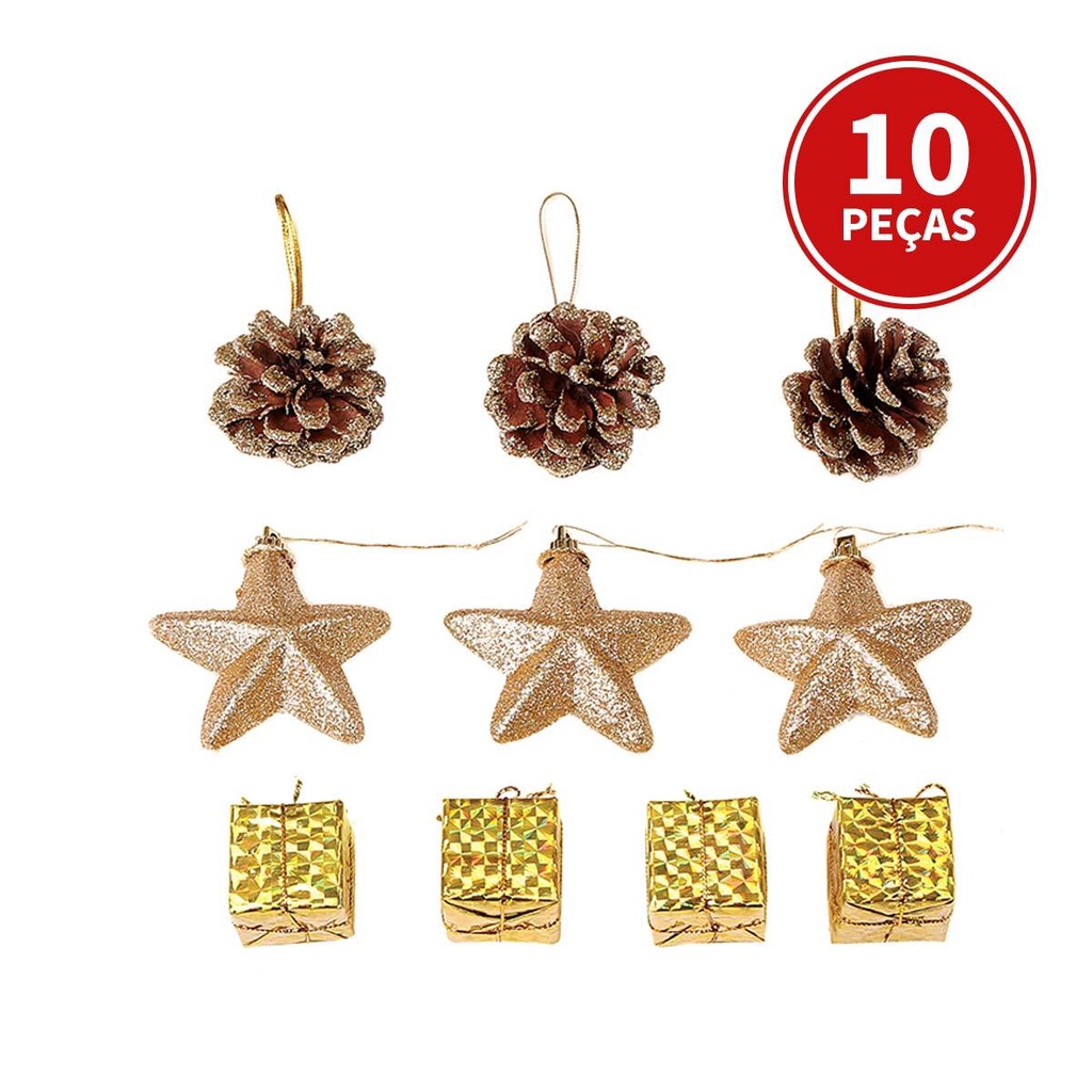 Decoração Natal Lindos Enfeites Natalinos Pendurar Arvore Com 10 Peças em Oferta na Shopee