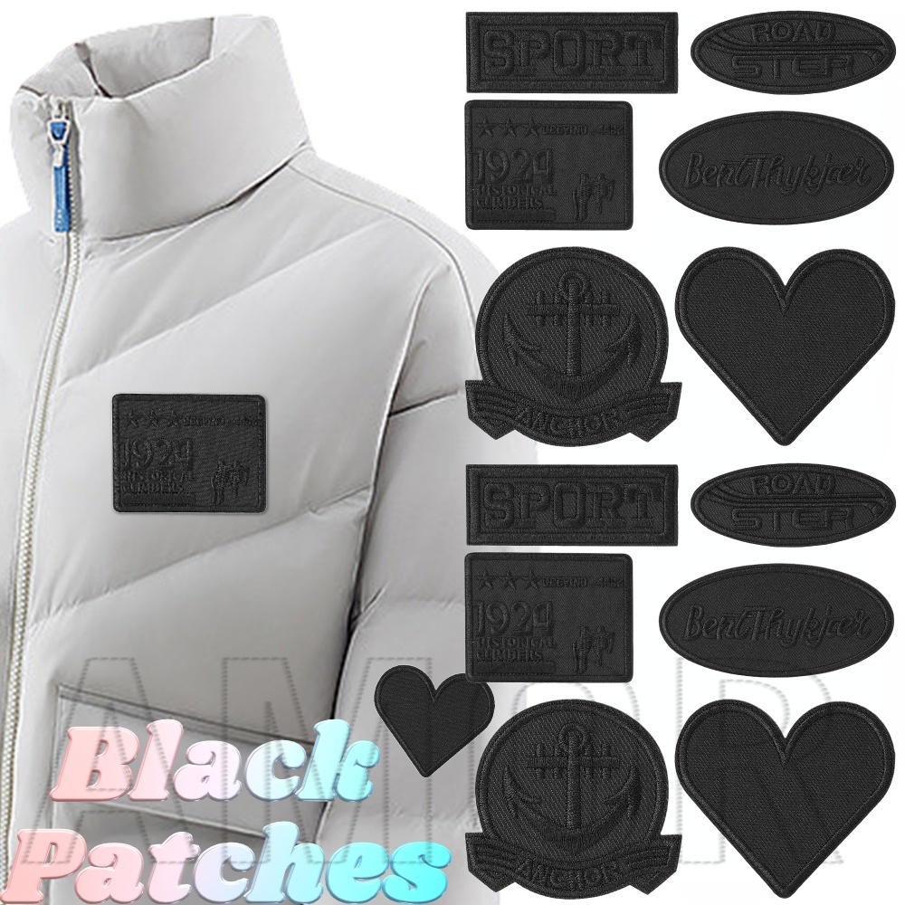 Adesivos Autocolantes Sem Rastro-Pretos Laváveis-Bordados Com Padrão Quadrado Do Amor-Para Jaquetas , Roupas , Reparo De Bolsas-Multiuso , Decoração De Bricolagem