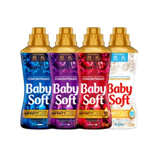 Kit com 4 Amaciantes Concentrado Baby Soft de 500ML - Todas as fragrâncias para você provar e escolher a sua favorita.