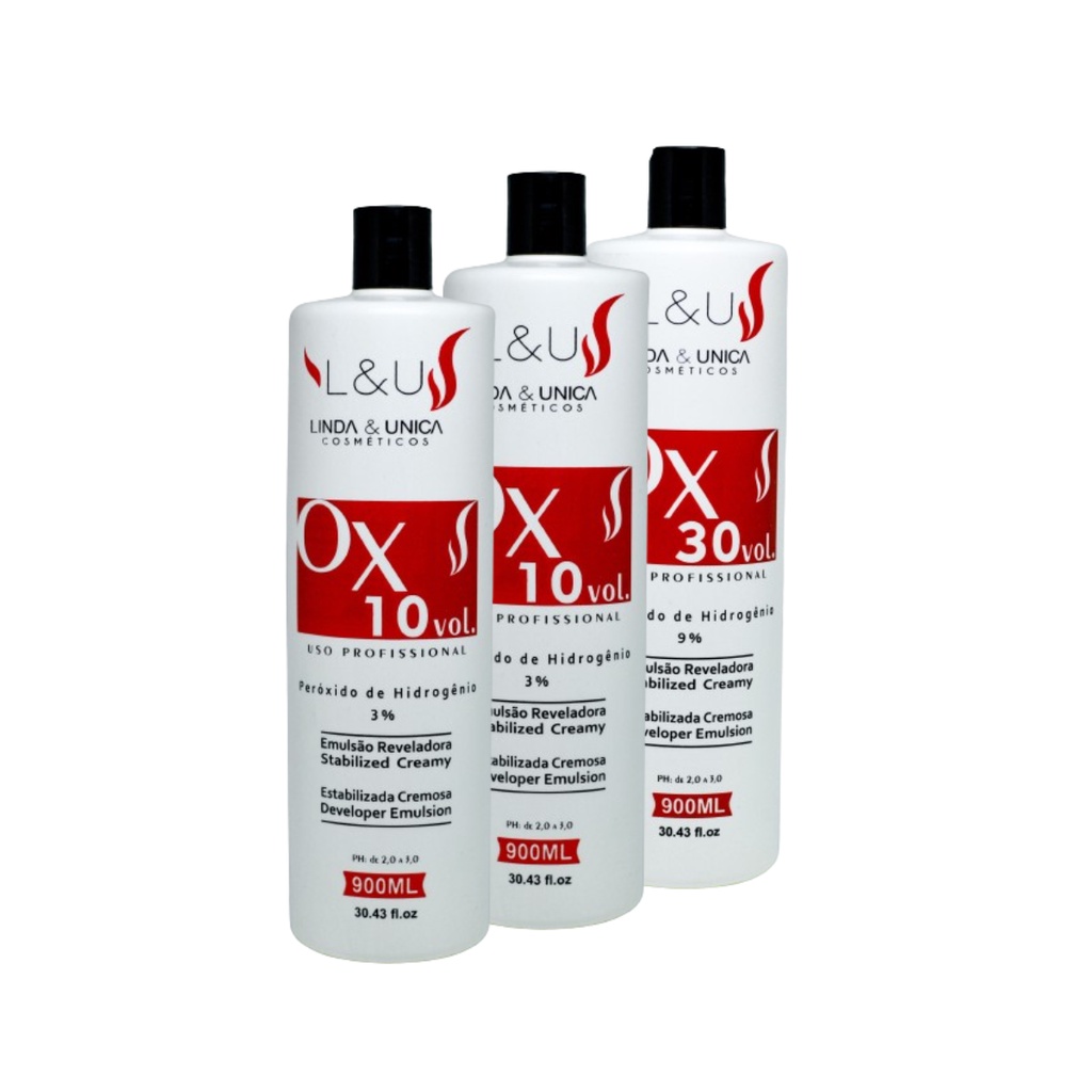 Kit Com 03 Oxidante Emulsão Reveladora 2x 10 + 30 Volumes Linda & Única