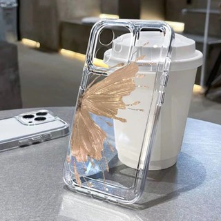 Estojo De Luxo INS Gold Butterfly Transparente Para iPhone 15 Pro Max 13 12 11 14 XS XR X 7 8 14 15 Plus SE 2020 Mini Capa Macia