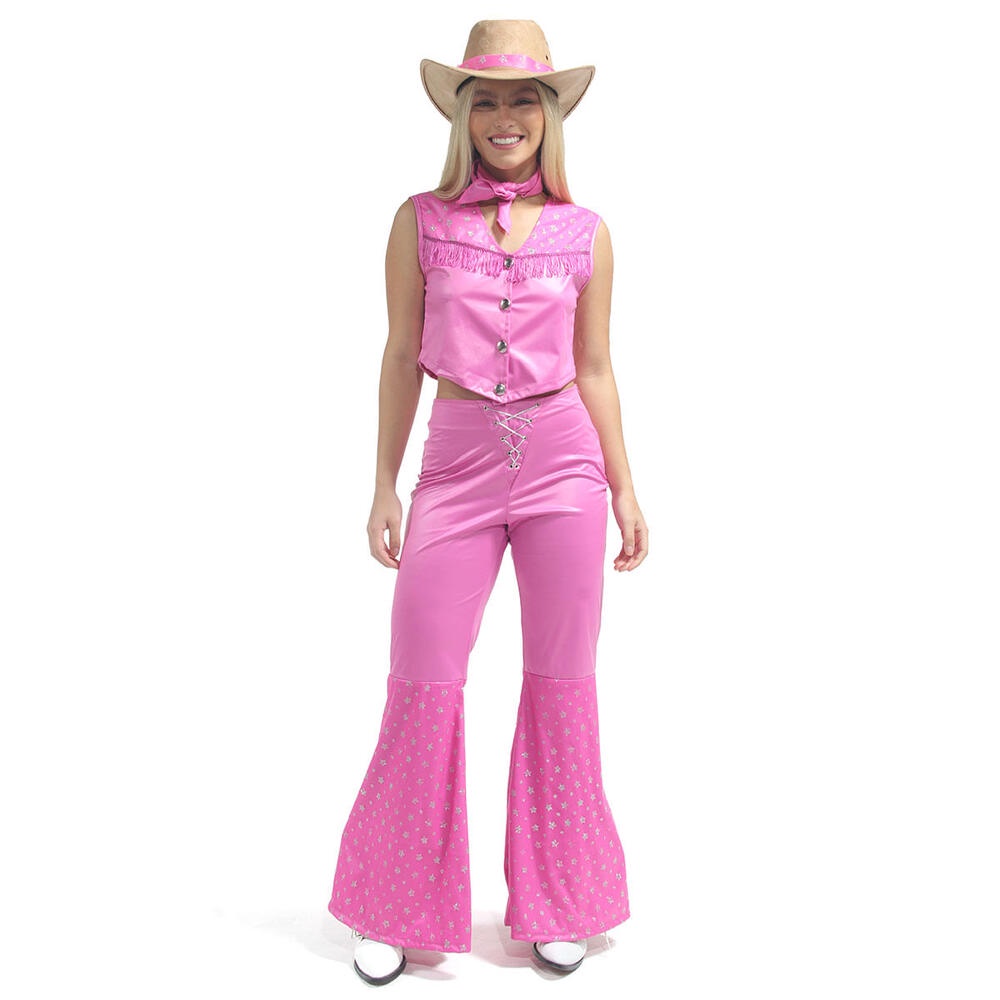 Fantasia Boneca Barbie Cowgirl Rosa Adulto em Oferta na Shopee