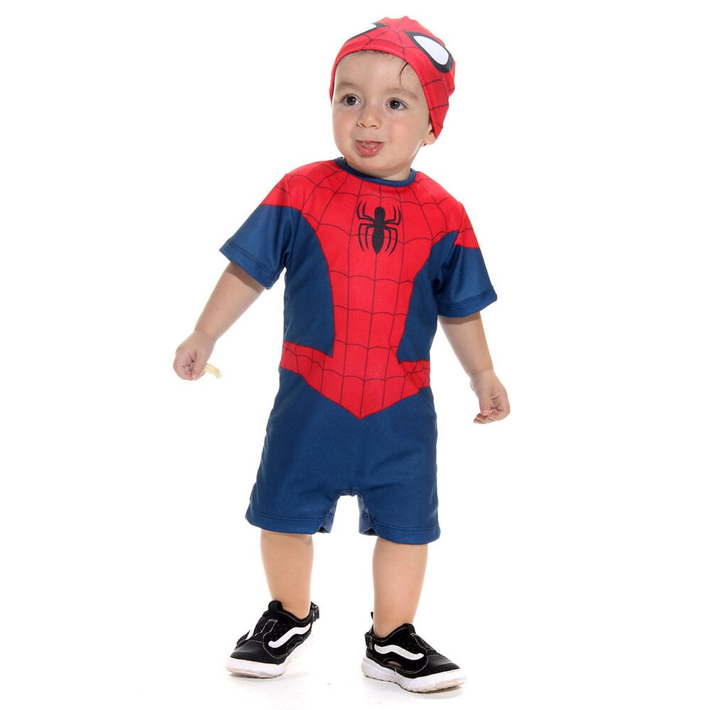 Fantasia Infantil Homem Aranha Macacão Touca Bebê Marvel em Oferta na Shopee