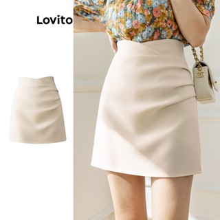 Lovito Casual Saia Feminina Lisa Plissada L74ED271