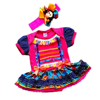 Body Bebê Matutinha Franja C/ Tiara Festa Junina Abrakadabra
 em Oferta na Shopee