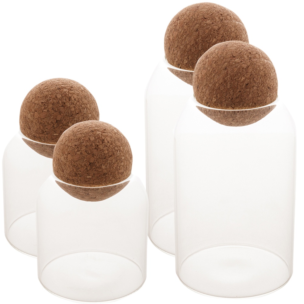 Kit 4 Potes De Vidro Com Tampa Esfera Rolha Clean 510+800 Ml - Lyor em Oferta na Shopee