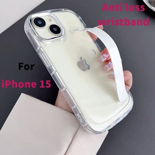 Estojo De Telefone Com Pulseira Transparente anti-Perda Para 15 14 13 12 11 Pro Max XS XR XSMAX Tpu Macio Queda Tampa Traseira Antiderrapante