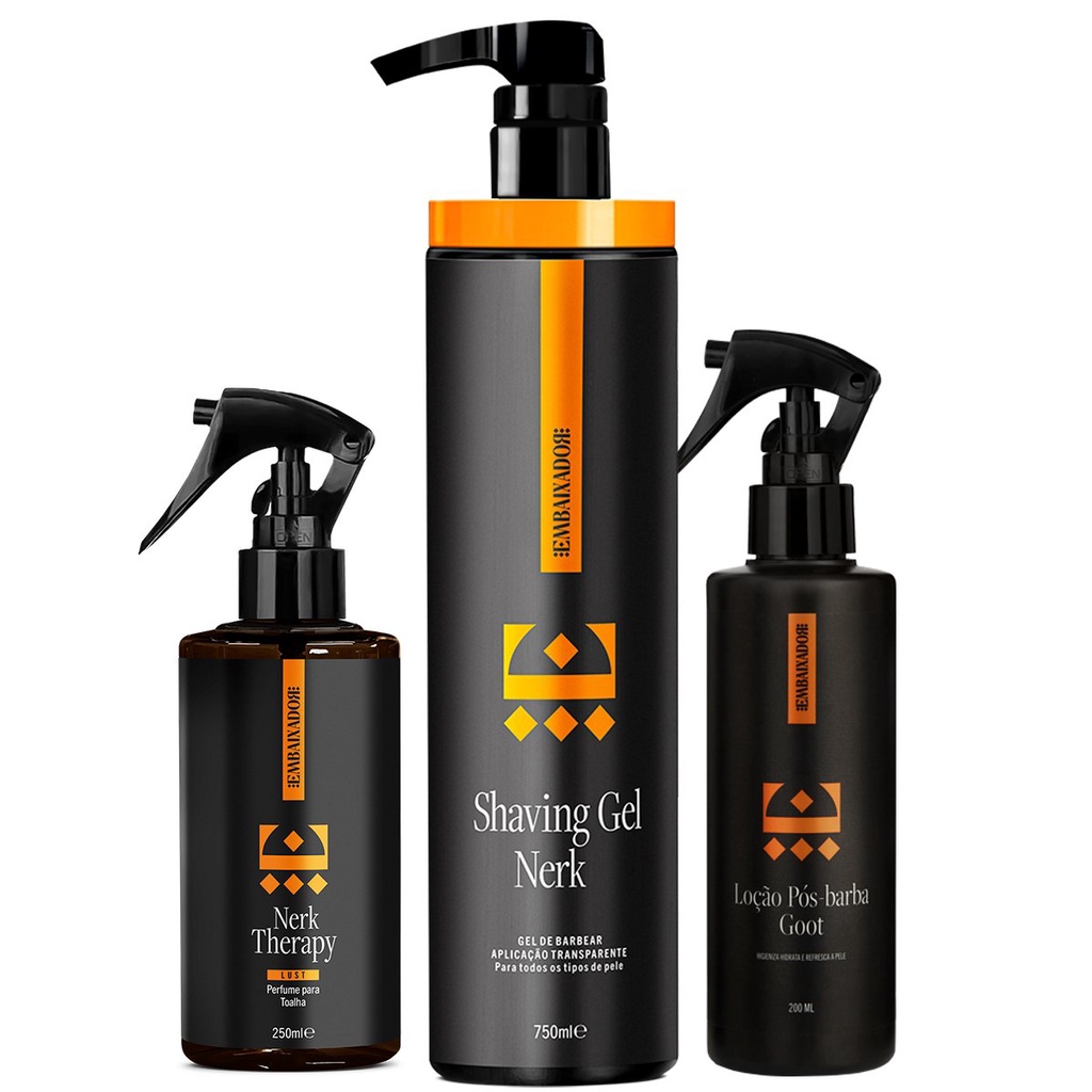 Kit Shaving Gel Nerk + Loção Barba + Perfume Lust Embaixador 750ml